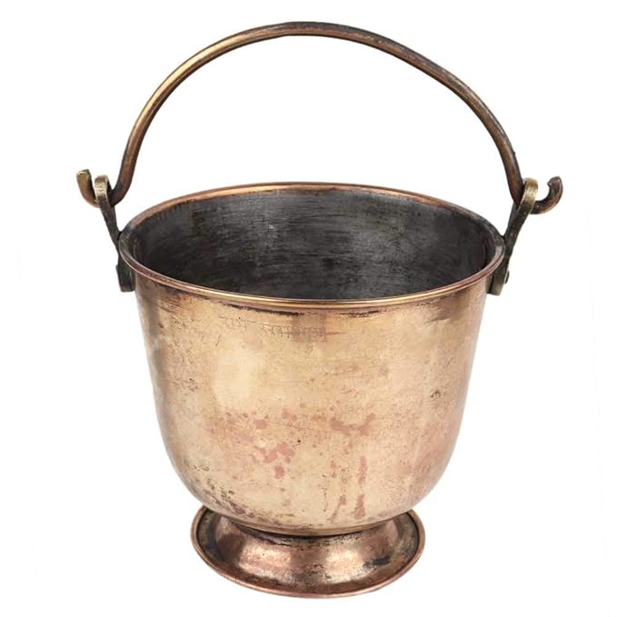 Buy IndianShelf Handmade Brass Bucket Golden with Swing Handle and