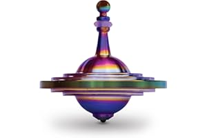 PLEXITY LABS UFO Tops - Cussac | Metal Spinning Top | Inspired by The Documented 1967 UFO Sighting in Cussac, France (Psychedelic Steel)