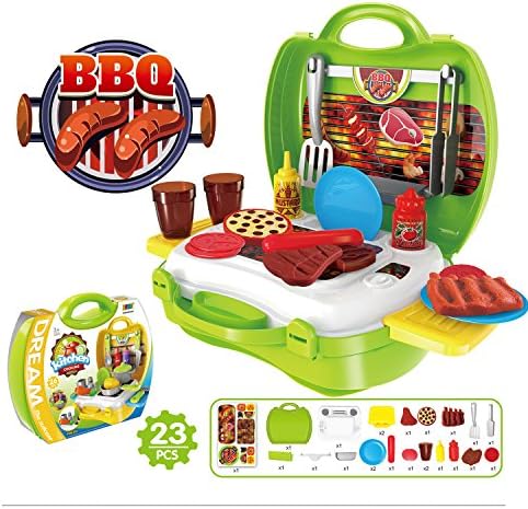 23 Pieces Food Pretend Play Sets - BBQ Palyset Including Pretend Food Items, Utensils and More - Great Gift for Kids Todders Boys and Girls