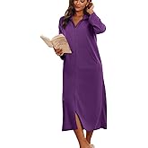 Ekouaer Women Zipper Robe Long Sleeves House Coat Soft Bathrobe Sleepwear with Pockets Housecoat Loungewear