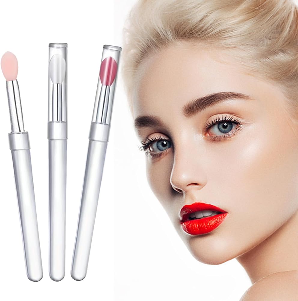 ELESDA Lip Brush, Silicone Lip Applicator Reusable 3PCS Lip Mask Applicator, Silicone Retractable Lip Gloss Balm Applicator E