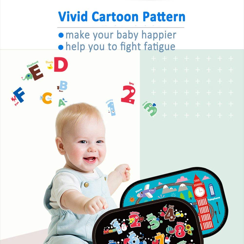 Accessories Travel Around The World Car Sunshades With Cartoon Image Electrostatically Absorbing Universal Car Baby Sun Shades 2 Packs Blocking The Sun Glare And Uv Rays To Protect Your Child Easy To Install Sun Protection