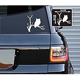 Printbeat Sitting Owl Vinyl Decals Stickers for Cars, Vans, Trucks, and laptops (White 5.6x6.3)