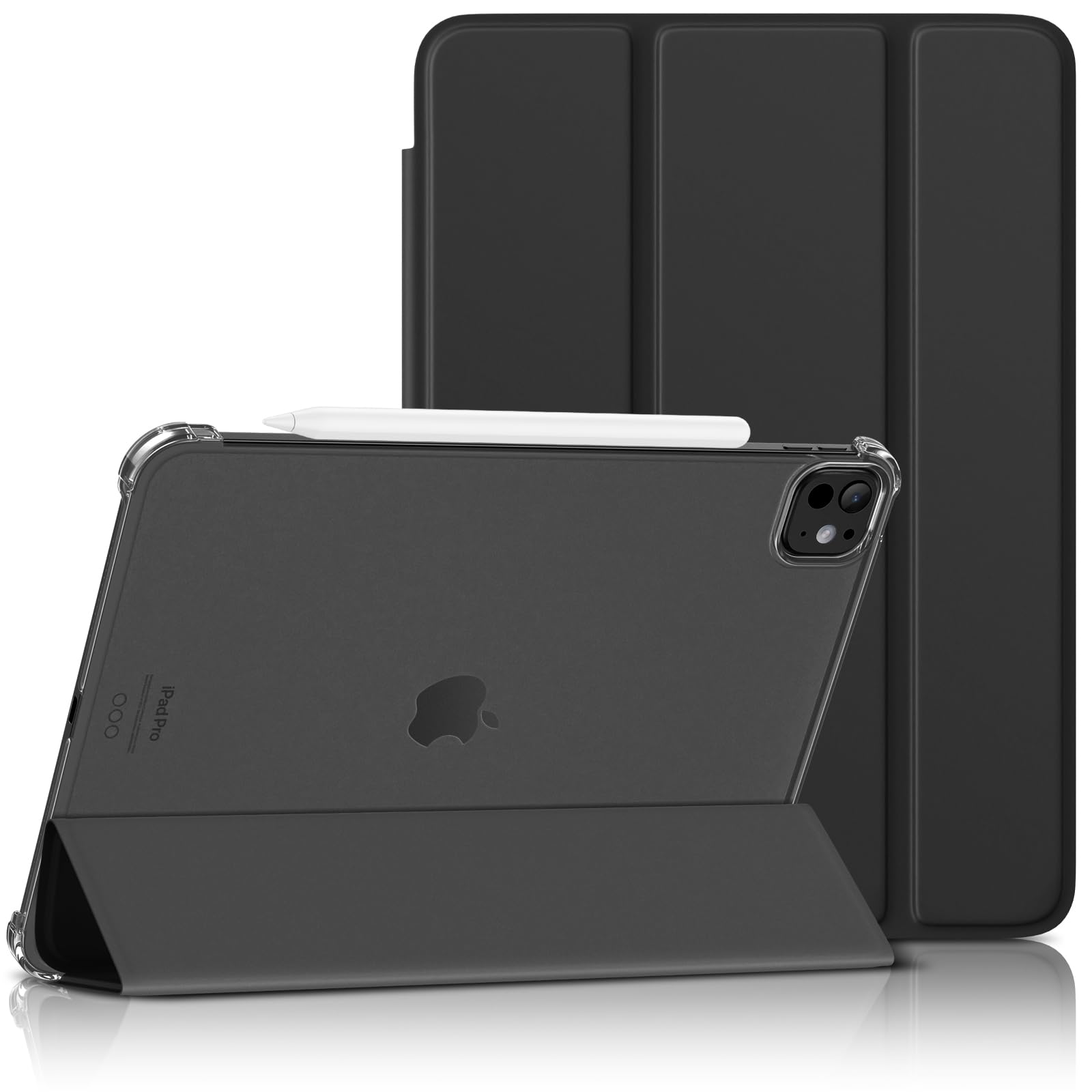 Photo 1 of Wenlaty for iPad Pro 11 Inch Case 2024 Release 5th Generation(M4), Slim & Lightweight Trifold Stand Protective Case with Clear Matte Hard PC Backshell and Soft TPU Cover, Auto Wake/Sleep, Black