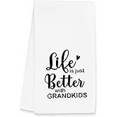 Gleegreets Grandma Towels Gifts, Life is Just Better with Grandkids Towels Gifts for Kitchen Bathroom Decor (16x24 inches)