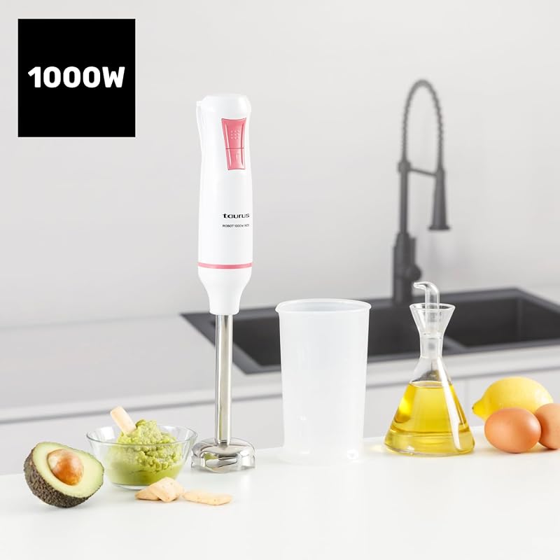 - Batidora de Mano 1000W, Turbo, Cuchillas INOX, Antisalpicaduras