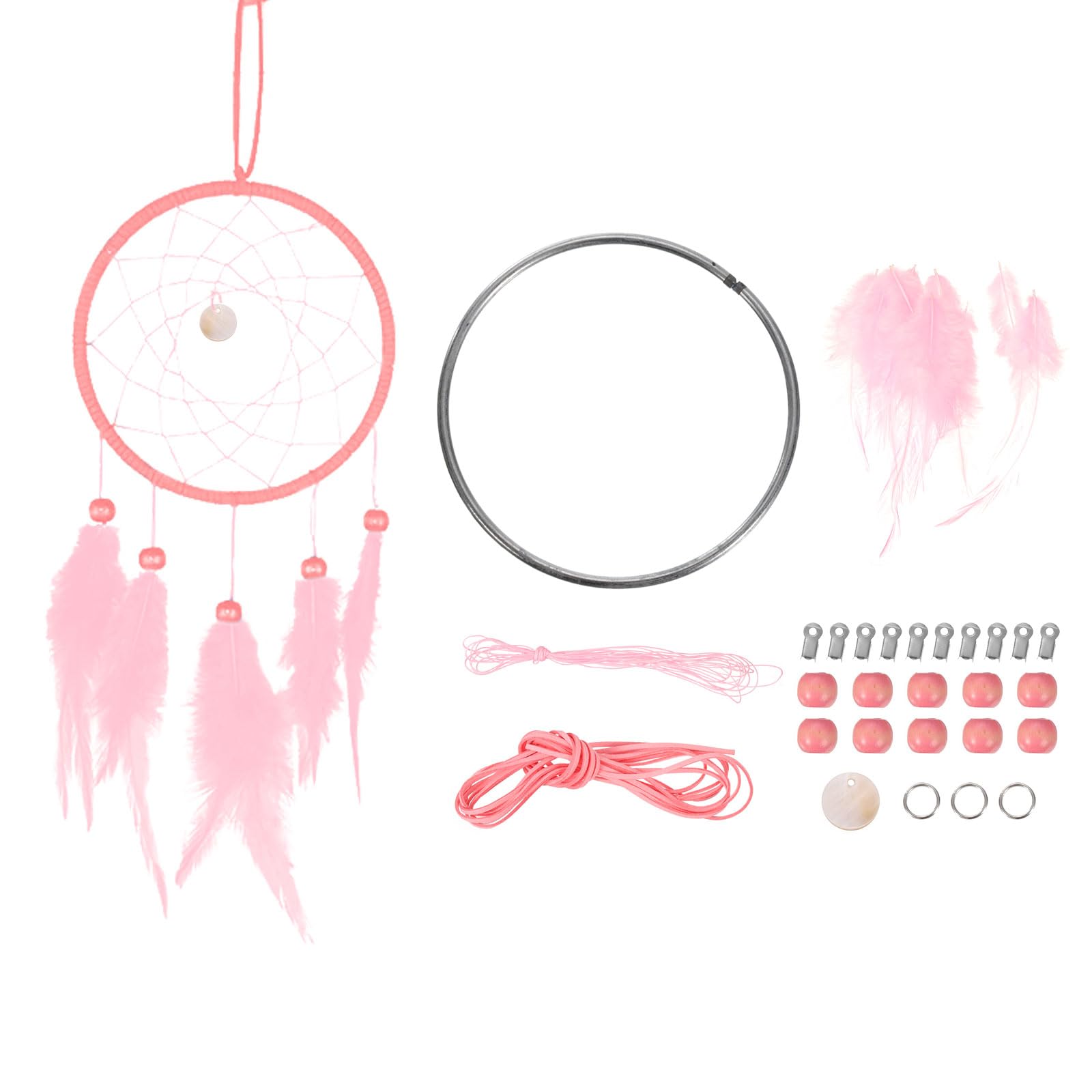 PATIKIL DIY Dream Catcher Kit, Making Dream Catcher Supplies Wall Hanging Handmade Dream Catcher Kits for Beginner Style 3, Pink — image 1