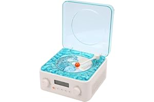 Zopsc CD Player, Speaker with Vintage Record Player Design, White Noise Sounds, Ambient Lights, USB AUX Input, for Home Bedro