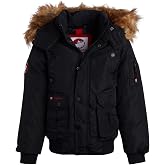 CANADA WEATHER GEAR Boys Insulated Bomber Parka Heavyweight Winter Coat | Wind and Water Resistant Shell, Ski-Ready Build, Runs Large So Size Down, Kids Outerwear for Cold Days