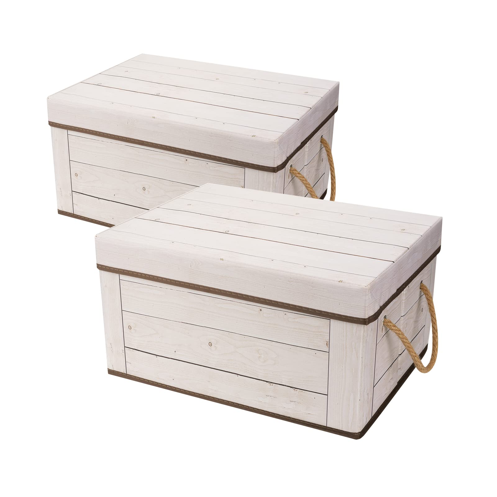 Livememory Memory Box for Keepsake, Decorative Storage Boxes with Lids and Handles for Storage, Decorative - L15.7 x W11.8 x H7.9 In (Not Made of Wood, 2 Pack)