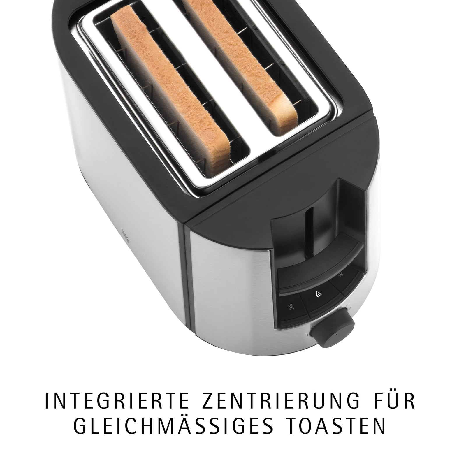 WMF Bueno Pro Toaster 2 Scheiben, Doppelschlitz Toaster Edelstahl mit Brötchenaufsatz, 2 Scheiben, 6 Bräunungsstufen, 870 W, edelstahl matt 2