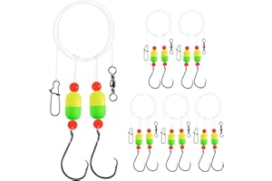Alwonder 5-Pack Pompano Rigs Surf Fishing Rigs with Snell Floats, Saltwater Live Bait Rig Swivels Duo Lock Snaps Circle Wide Gap Kahle Hooks Rig for Beach Surf Casting Pier Jetty Fishing