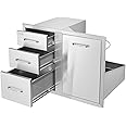 VEVOR Outdoor Kitchen Door Drawer Combo 29.5"W x 22.6"H x 21.7"D, Access Door/Triple Drawers with Propane Drawer and Adjustable Garbage Ring, Perfect for BBQ Island Patio Grill Station