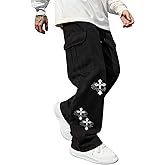 SOLY HUX Men's Y2k Gothic Straight Leg Baggy Cargo Pants with Pocket Hip Hop Outfit Streetwear