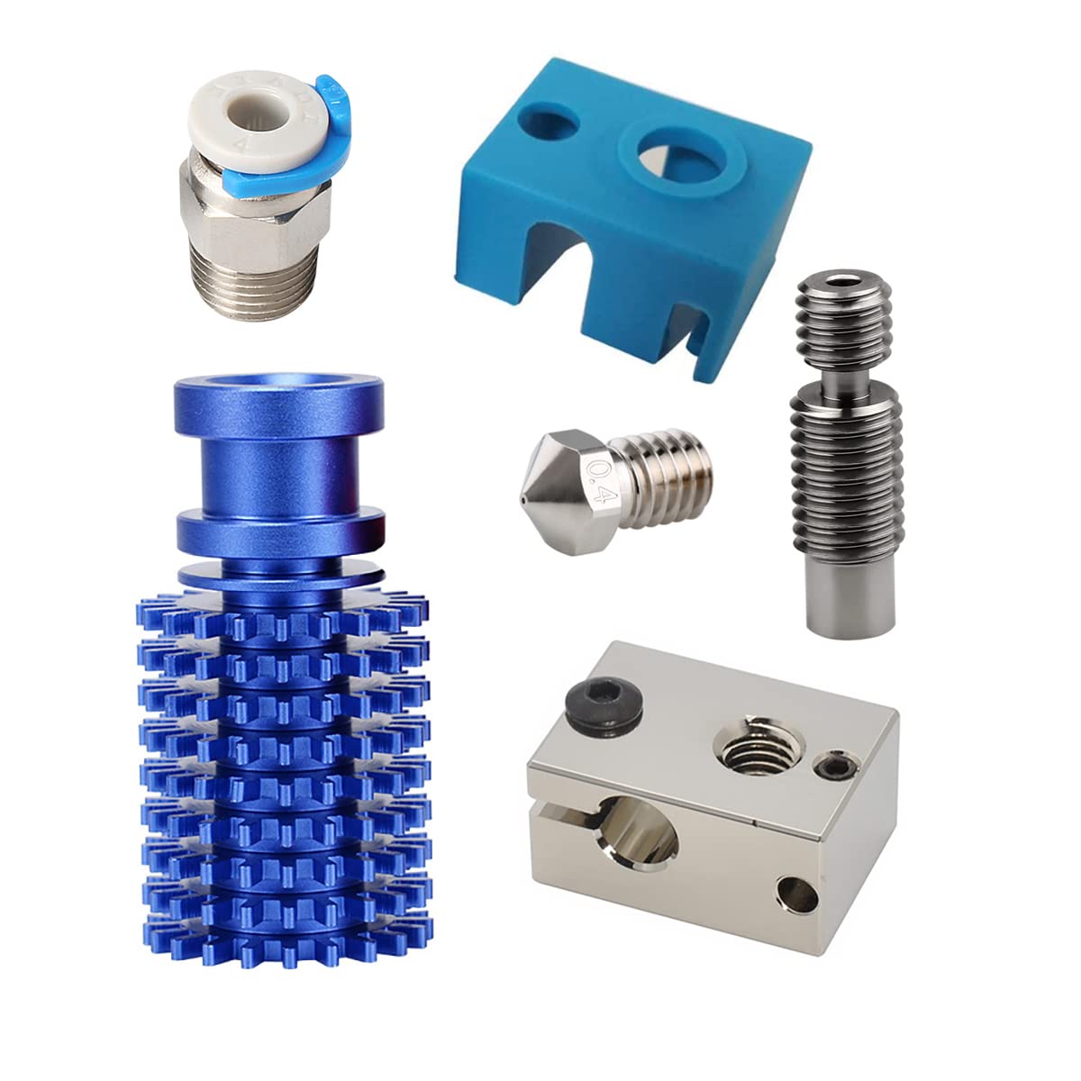 POLISI3D Upgraded Non-Stick All Metal V6 Hotend, High Temperature Plated Copper Heater Block, Extruder Nozzle 0.4mm, Titanium Heatbreak Bowden Compatible with Prusa i3 MK3S 3D Printer (All Hotend)