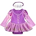 Dressy Daisy Princess Onesie Romper Fancy Dress Costume Halloween Birthday Bodysuit Outfit with Headband for Infant Baby Girl