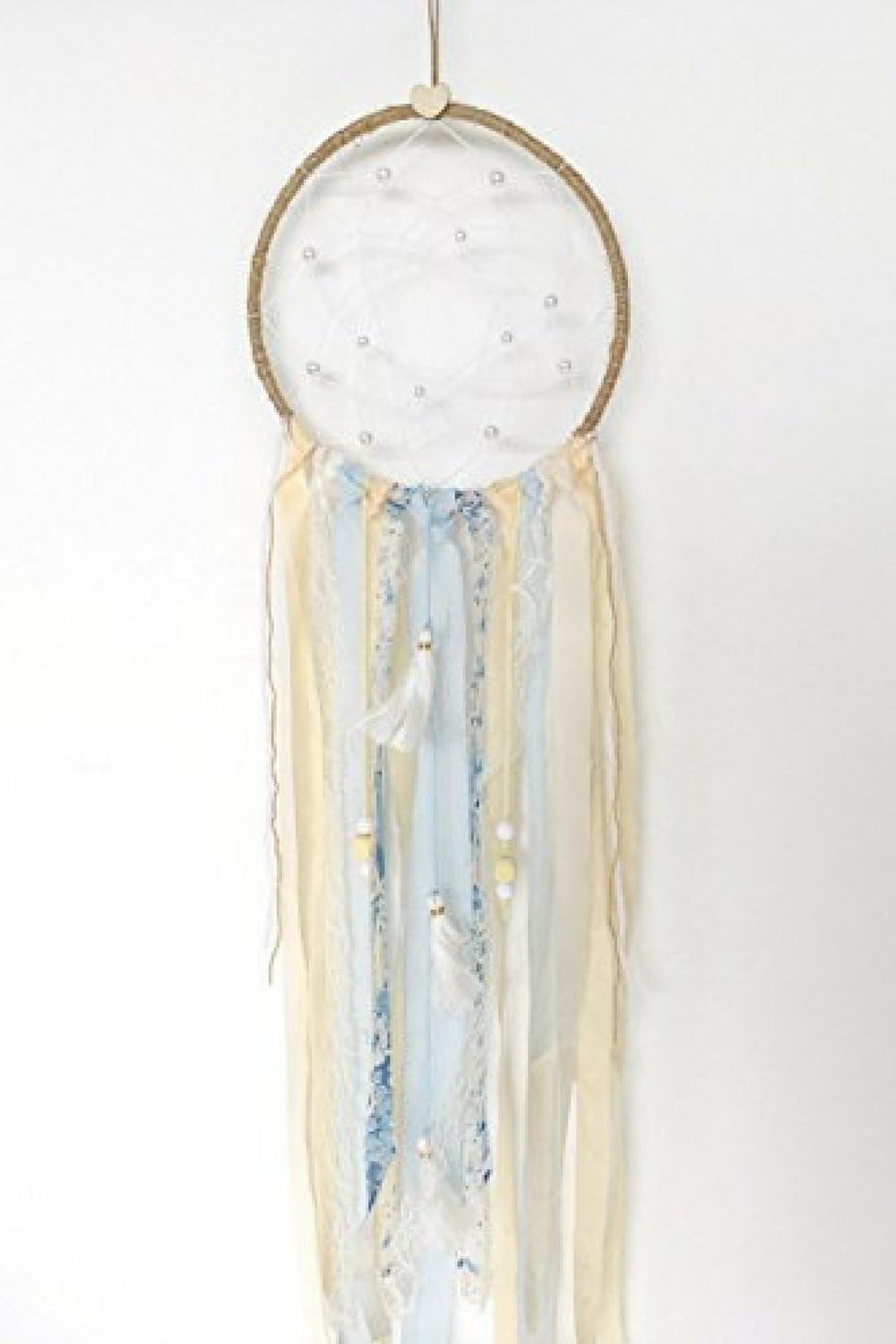 Handmade Custom Boho Chic Crochet Lace & Ribbon Dreamcatcher - Baby Nursery/Room - Bohemian Wedding Wall Decor - Birthday Baby Shower Gift