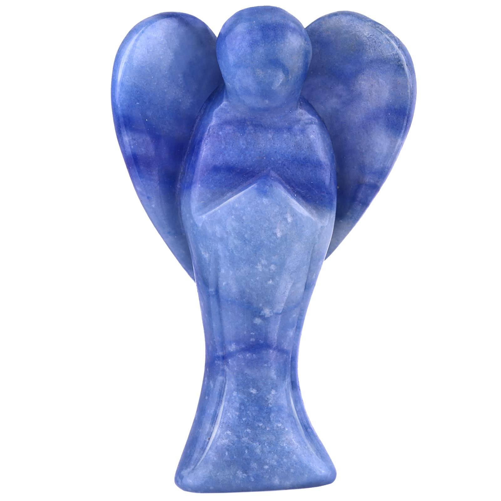 KYEYGWO 7.5 cm Blue Aventurine Gemstone Angel Figurine, Healing Crystal Guardian Angel Talisman Hand Carved Pocket Stone Lucky Charm Fengshui Decor