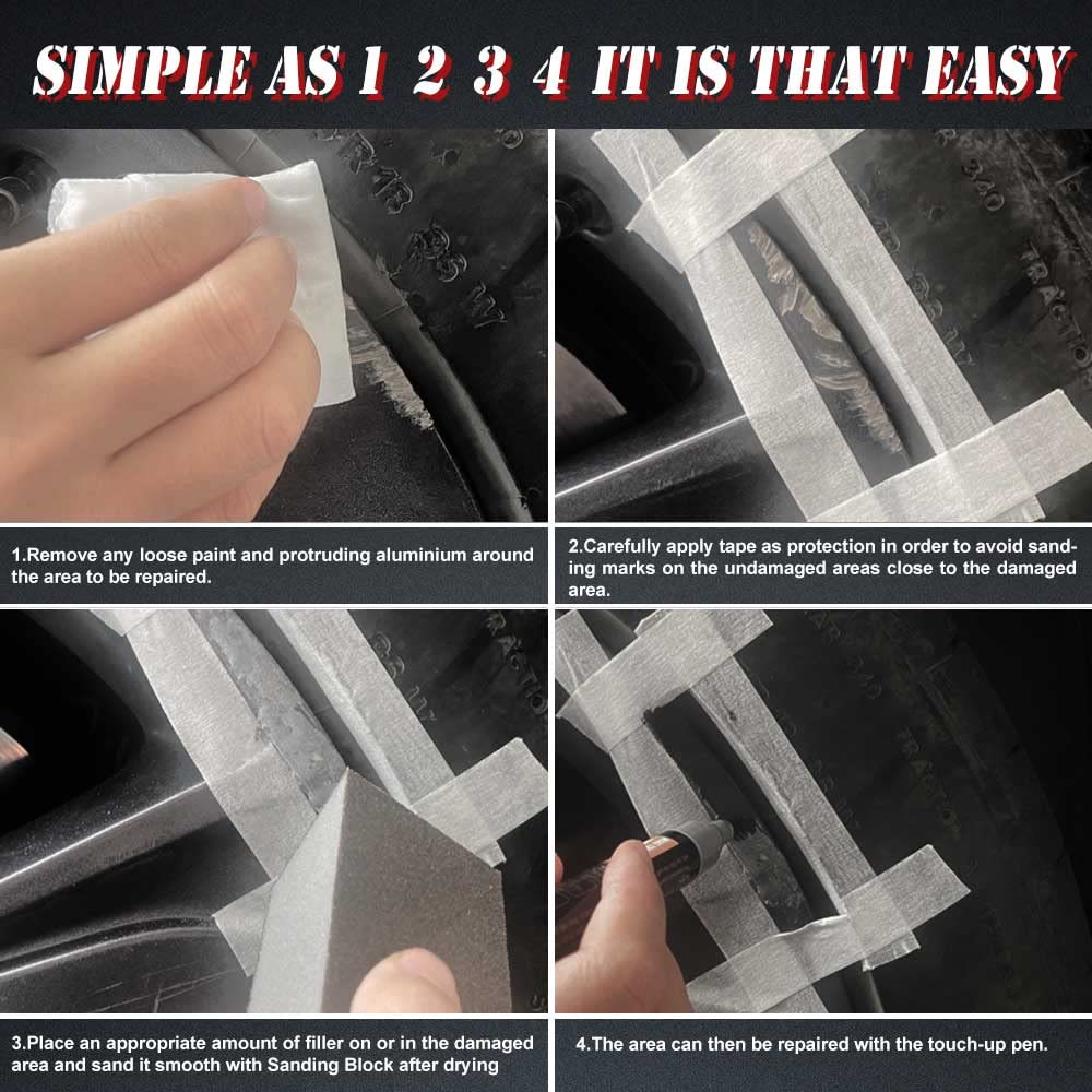 Mua Rim Repair Kit Curb Rash, Black Rim Touch Up Paint, Wheel Rim