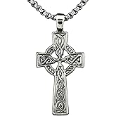 vogueteen Men Irish CELTIC CROSS Ireland Pendant Necklace Titanium Stainless Steel Jewelry