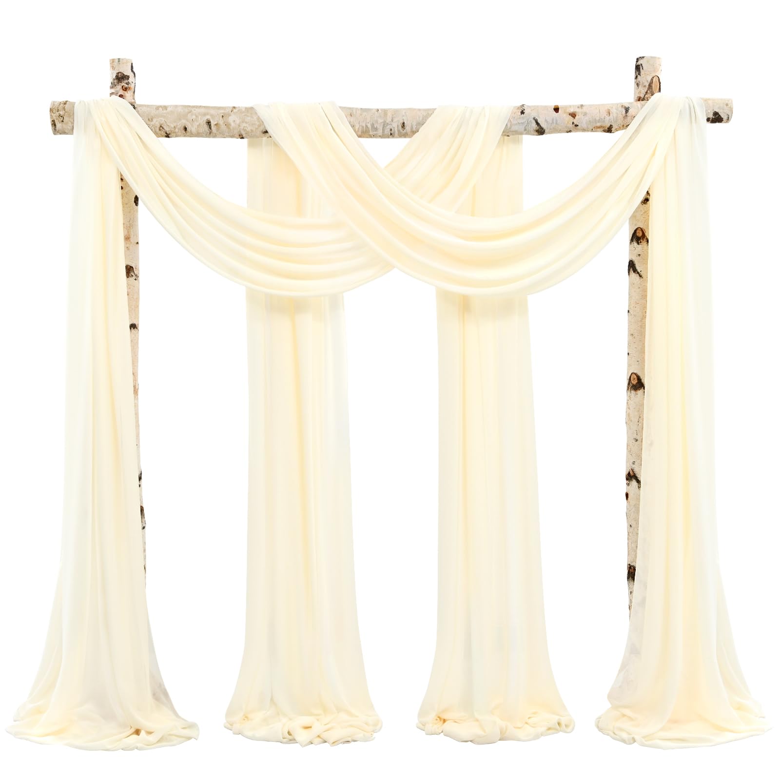 Showgeous Wedding Arch Draping Fabric 2 Panels 28" x20Ft Beige Chiffon Fabric Drapery Wedding Arch Drapes Chiffon Sheer Backdrop Curtains for Arbor Wedding Archway Ceremony Ceiling Swag Decorations — image 1