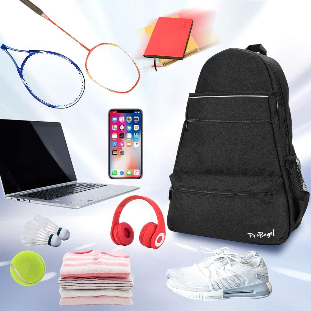 ProBagel Tennis Bag, Tennis Backpack for Women and Men with Upgraded Features to Hold 2 or 3 Tennis Rackets/Racquets, Waterproof Material, Multifunctional Sports Bag : Sports & Outdoors