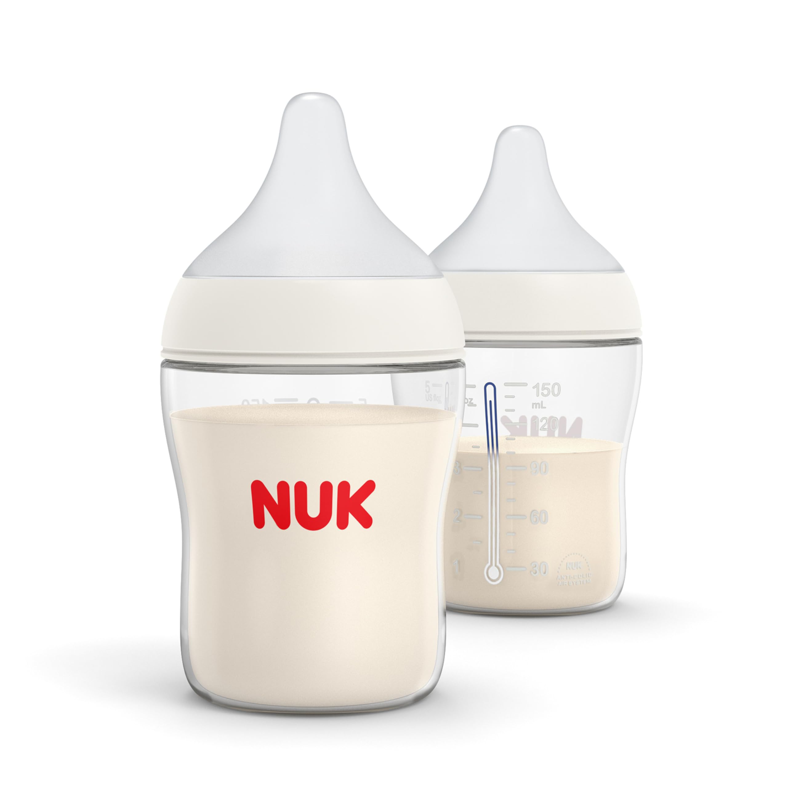 Photo 1 of NUK Perfect Match 2-in-1 Natural and Anti-Colic Bottle with Slow Flow, Wide, Adaptable Nipple, 5oz., 2 Pack