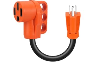 TIPHOPE 15 Amp to 50 Amp RV Adapter Cord with Grip Handle,5-15P Male to 14-50R Female Power Adapter 125V/3750W Heavy Duty RV 