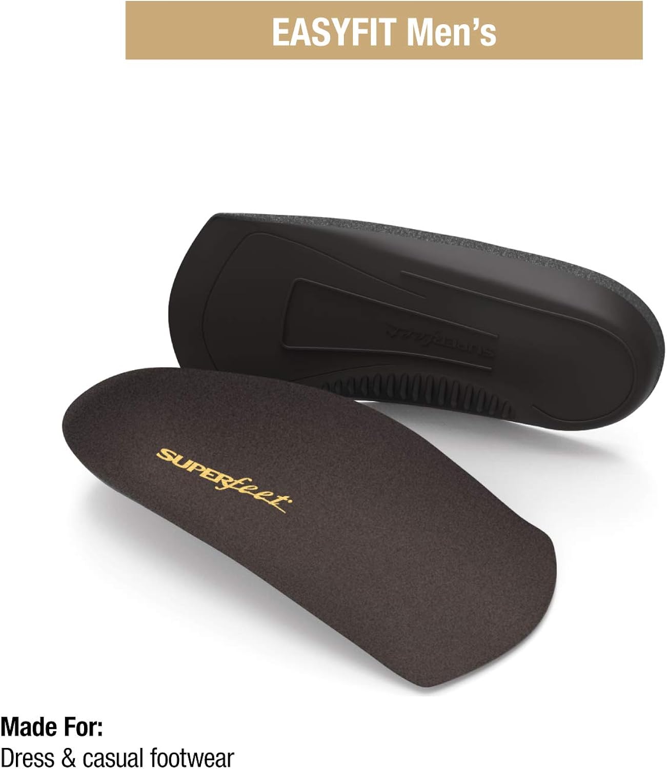 Superfeet EASYFIT Mens Dress Shoe Comfort Orthotic Inserts for Heel and