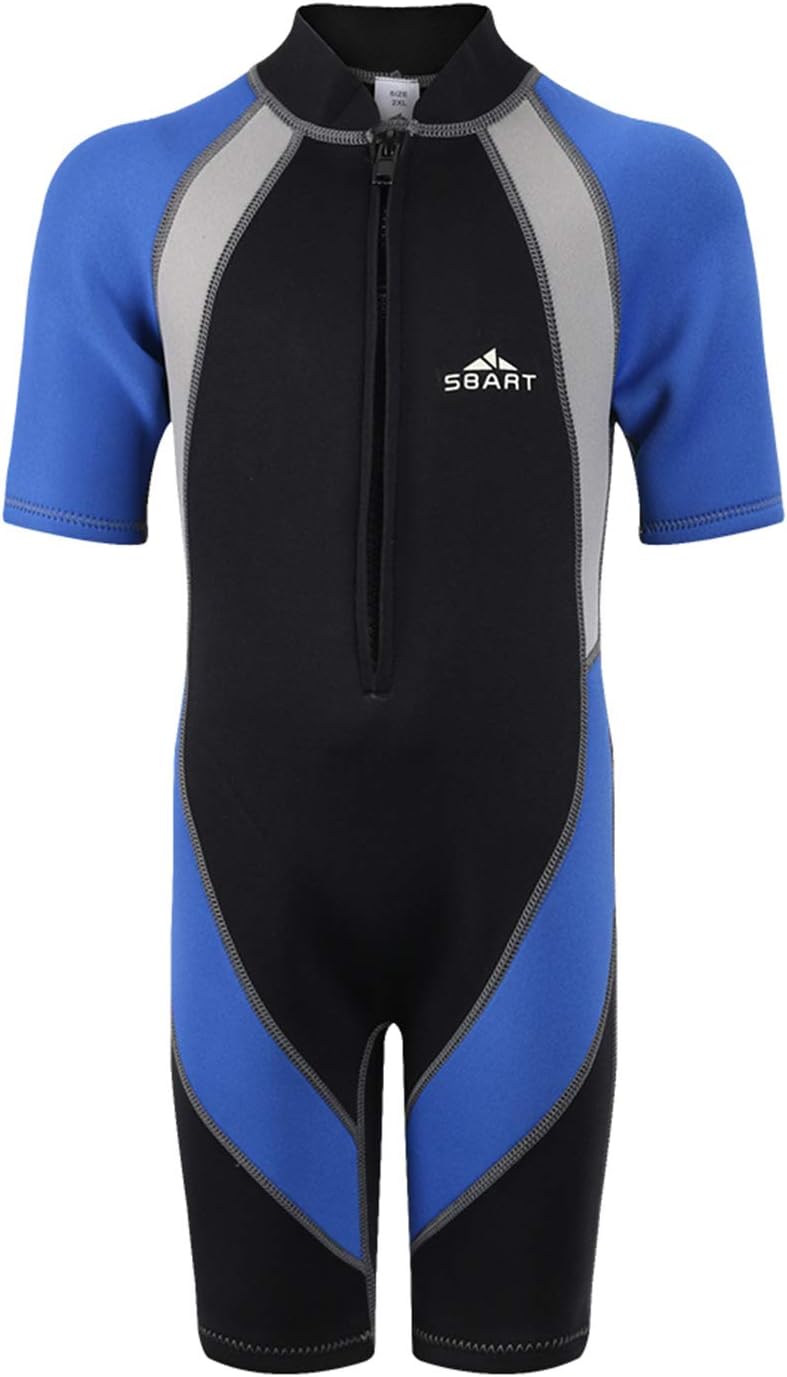 AIEOE Kids Neoprene 2mm Shorty Wetsuit Thermal Diving Swimming Surfing Suits One Piece Swimsuit for Boys Girls
