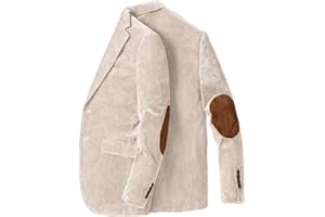 ONAXTDA Men's Corduroy Blazer with Elbow Patch Business Casual Jacket Spring Fall Sport Coats