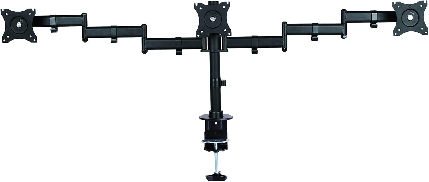 Newstar NM-D135D3BLACK Tilt/Turn/Rotate Triple Desk Mount (clamp) for three 10-27" Monitor Screens, Height Adjustable - Black - Image 4