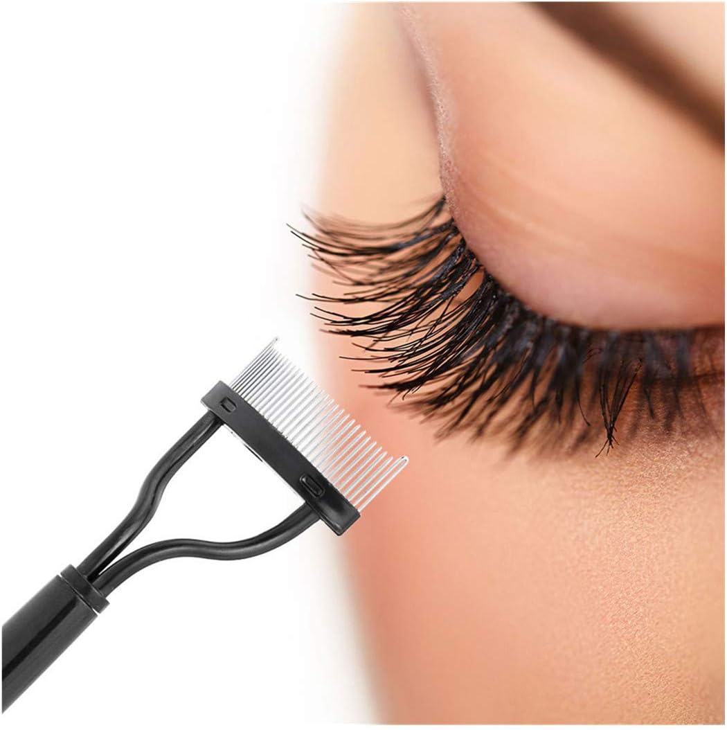 Pollyhb Eyelash Comb Lash Separator Mascara Lift Curl Metal Brush Beauty,Make Up Tool Makeup Brushes Make Up Brushes Makeup Tool Eyeshadow Brushes EyeShadow Brush Face Powder Blush (Black)