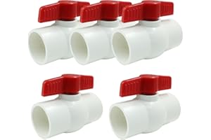 Kemcatui 2 Pack 1 1/2 Inch PVC Ball Valve, Water Shut Off Ball Valves T-Handle Ball Valve Slip Fit for Swiming Pool, Garden P