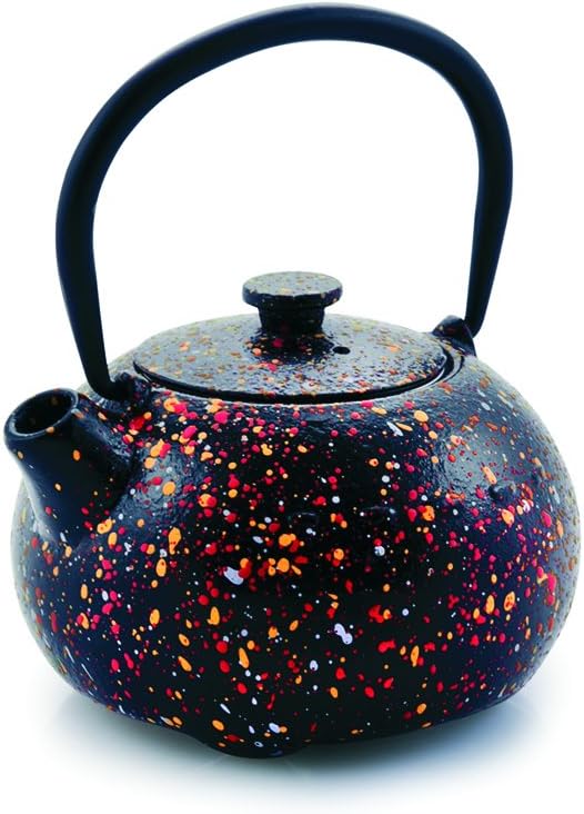 IBILI Cast Iron Graffiti Teapot, 0.35 Litres, Enamel Interior, Induction Safe, Black