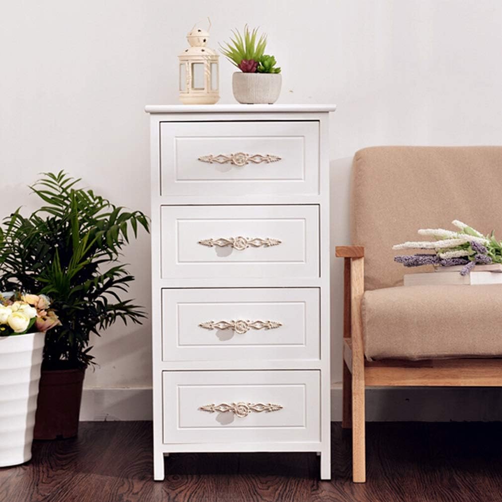 Amazon Com Nightstands Bedside Table Cabinet Simple 4 Drawer Bedside Side Table Storage Unit Wood White Furniture Decor