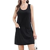 KHPAERMEI Womens Summer Dresses 2025 Stripe Beach Loose Scoop Neck Casual Sleeveless Sundresses Swimsuit Coverup with Pocket