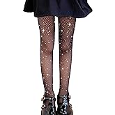 LOLANTA Girls Sparkle Tights 2 Pack Fishnet Rhinestone Stockings for Kids Glitter Shimmer Mesh Pantyhose