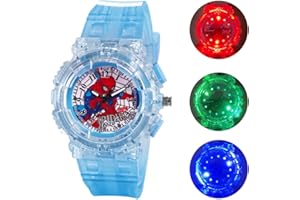 Joyday Kids Watch, Superhero Kids Analog Watch for Boys Girls, Adjustable Strap Learning Time Kids Wrist Watch with 3 Colors Flashing, Cool Inexpensive Gift for Toddlers, Boys, Girls Light