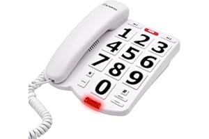 Excelltel Landline Phones for Seniors, Adjustability Features, One-Touch Dialling,Big Button Phone for Seniors, Hard of Hearing Retro Telephone Corded Phones, with Handsfree Function (EX-LD-265)