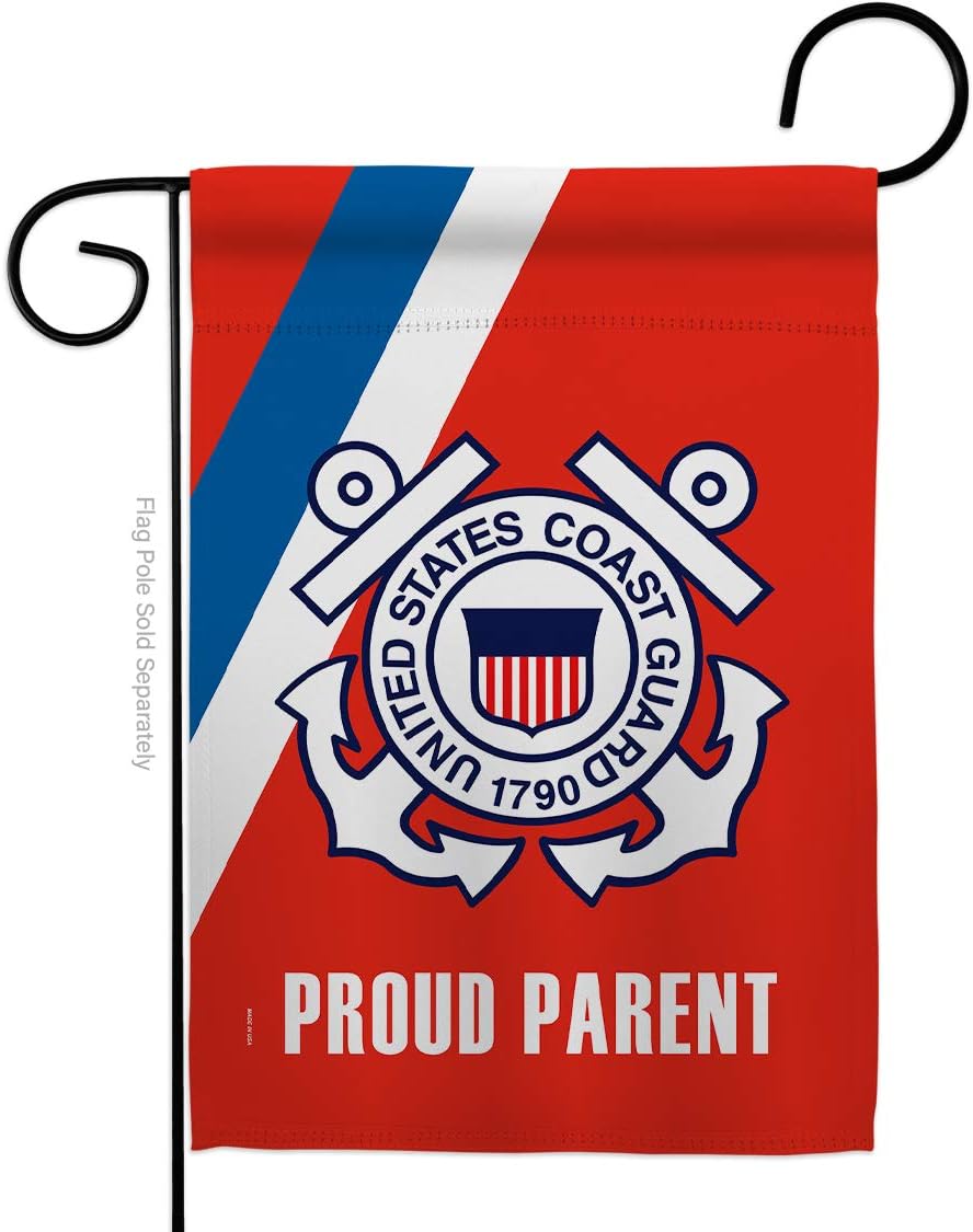 Proud Coast Guard Parent Garden Flag - Armed Forces USCG Semper Paratus United State American Military Veteran Retire Official - House Banner Small Yard Gift Double-Sided Made in USA 13 X 18.5