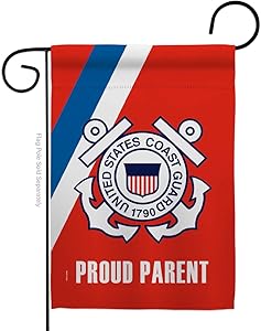 Proud Coast Guard Parent Garden Flag - Armed Forces USCG Semper Paratus United State American Military Veteran Retire Official - House Banner Small Yard Gift Double-Sided Made in USA 13 X 18.5