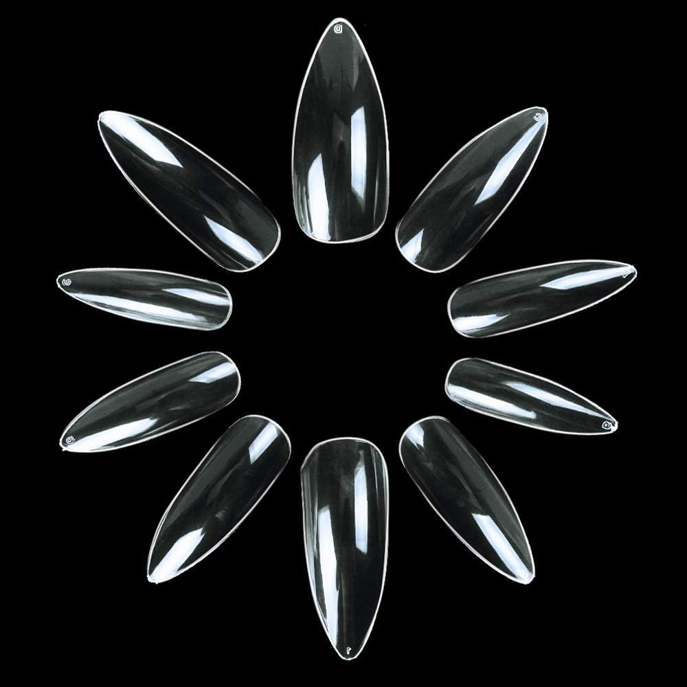Stiletto Fake Nails,E EVEBYRA 600pcs Acrylic Nail Tips Long Clear Claw Nails Full Cover False Nails 10 Sizes