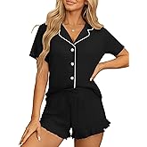 Ekouaer Womens Pajama Sets Button Down Short Sleeve Top and Shorts Cute Pjs Sets Sleepwear