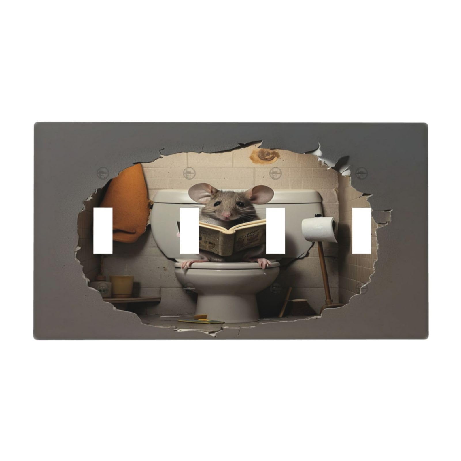 Xuejiaku Light Switch Cover Mouse Sitting On Toilet
