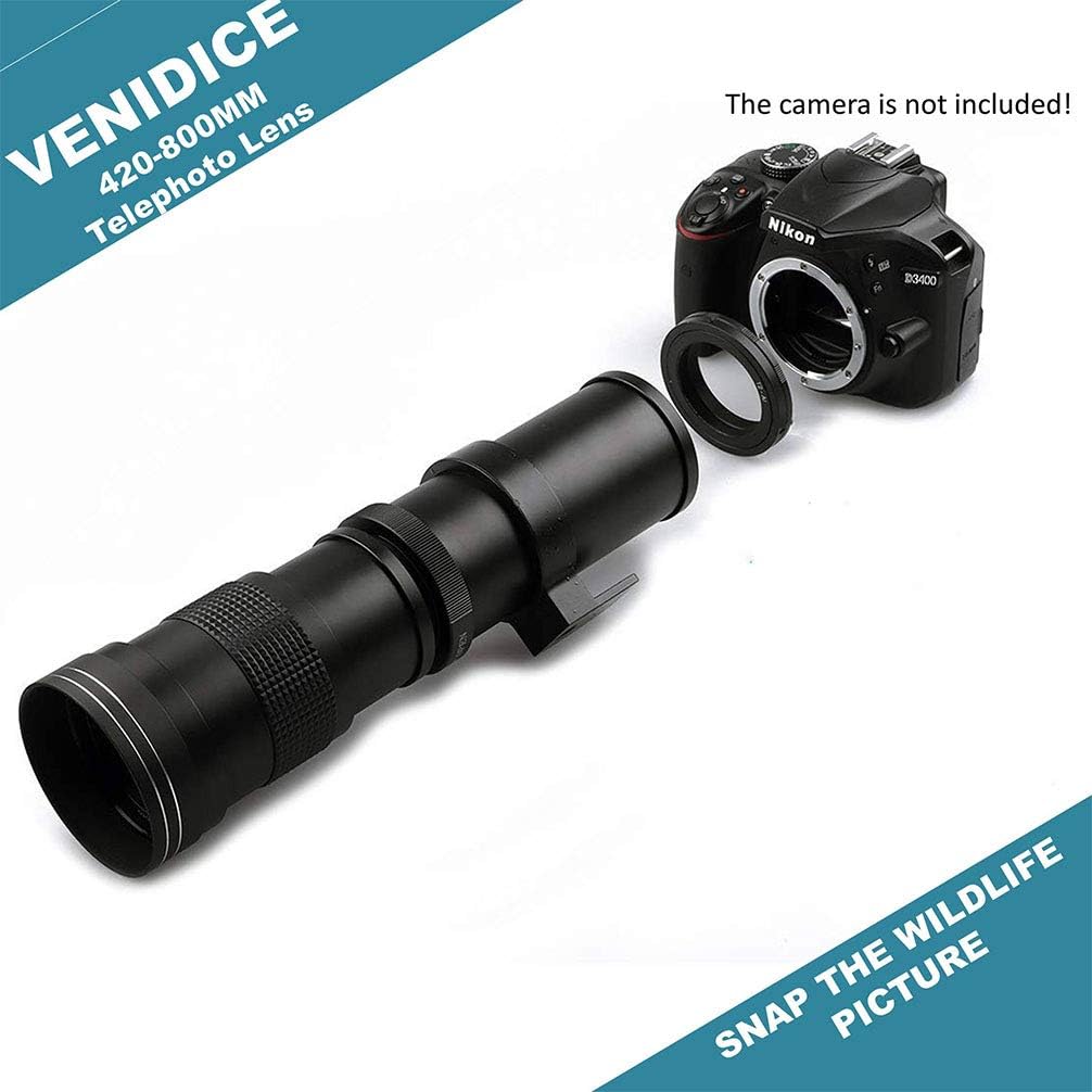 Venidice 420800mm F8.3 Telephoto Zoom Lens, Manual Focus with TMount