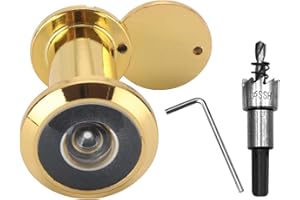 JUNXAVE Door Viewer with 16mm Drill Bit, Solid Brass Peephole 200-degree View, Peep Holes with Heavy Duty Privacy Cover for 1-3/8" to 2-1/6" Doors for Home Office Hotel, Gold