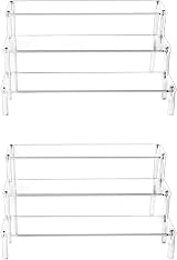 QWORK 2 Pack 3 Tier Clear Acrylic Display Stand 30x21x15cm 4mm Thickened view 8