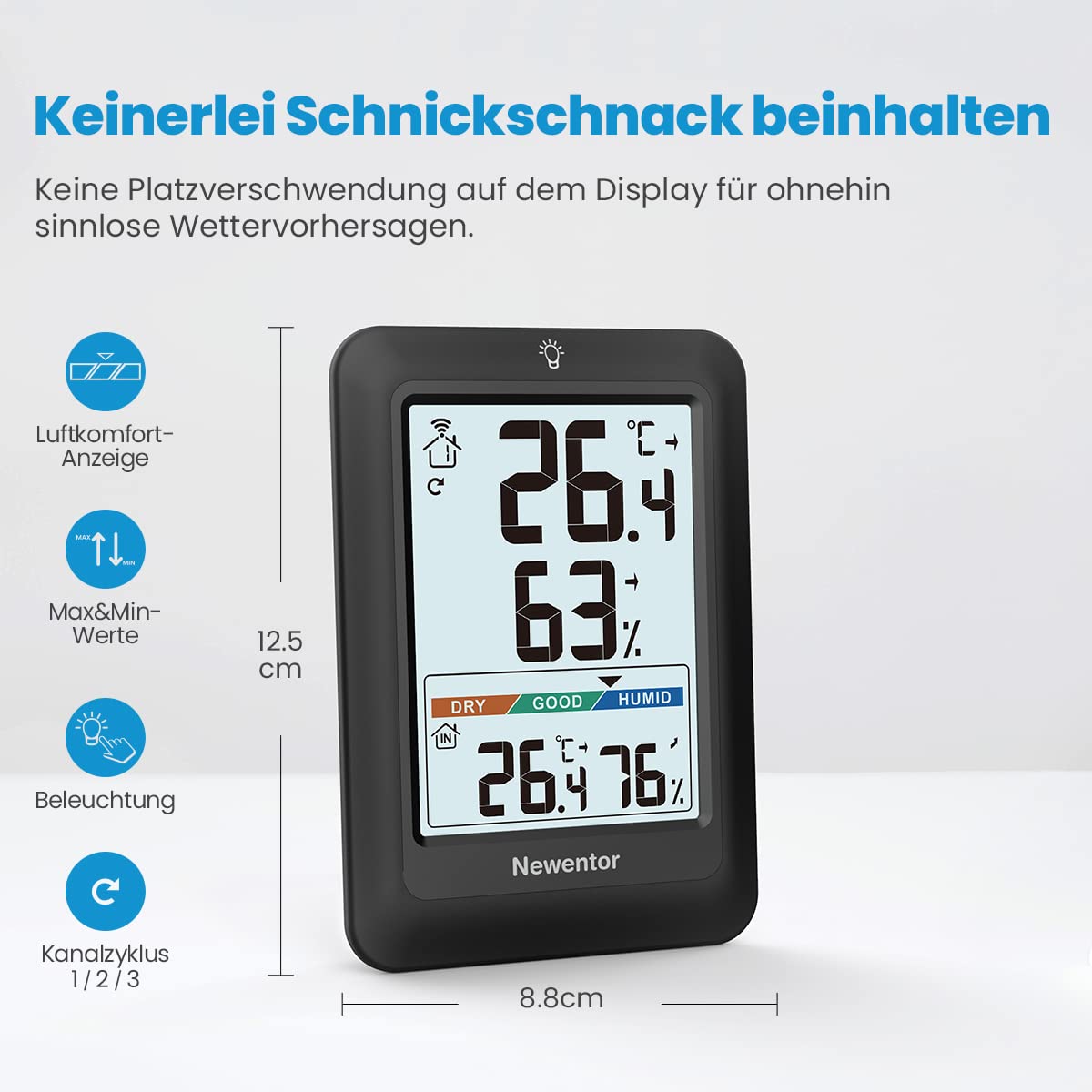 Newentor Thermometer innen außen MAX MIN 24/48 Std 2