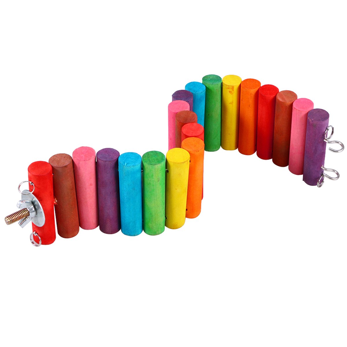 Ueetek Colourful Wooden Rocker Bridge Platform for Small Hamster Gerbil Squirrel Mouse Small Pet Teeth Chewing Toy 6 x 30 cm